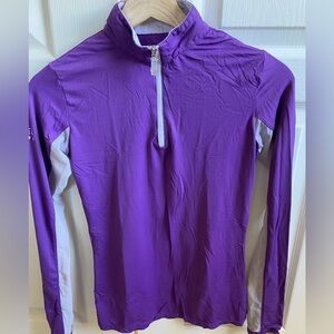 Equestrian Kastle Denmark Purple and White Quarter-Zip Pullover
